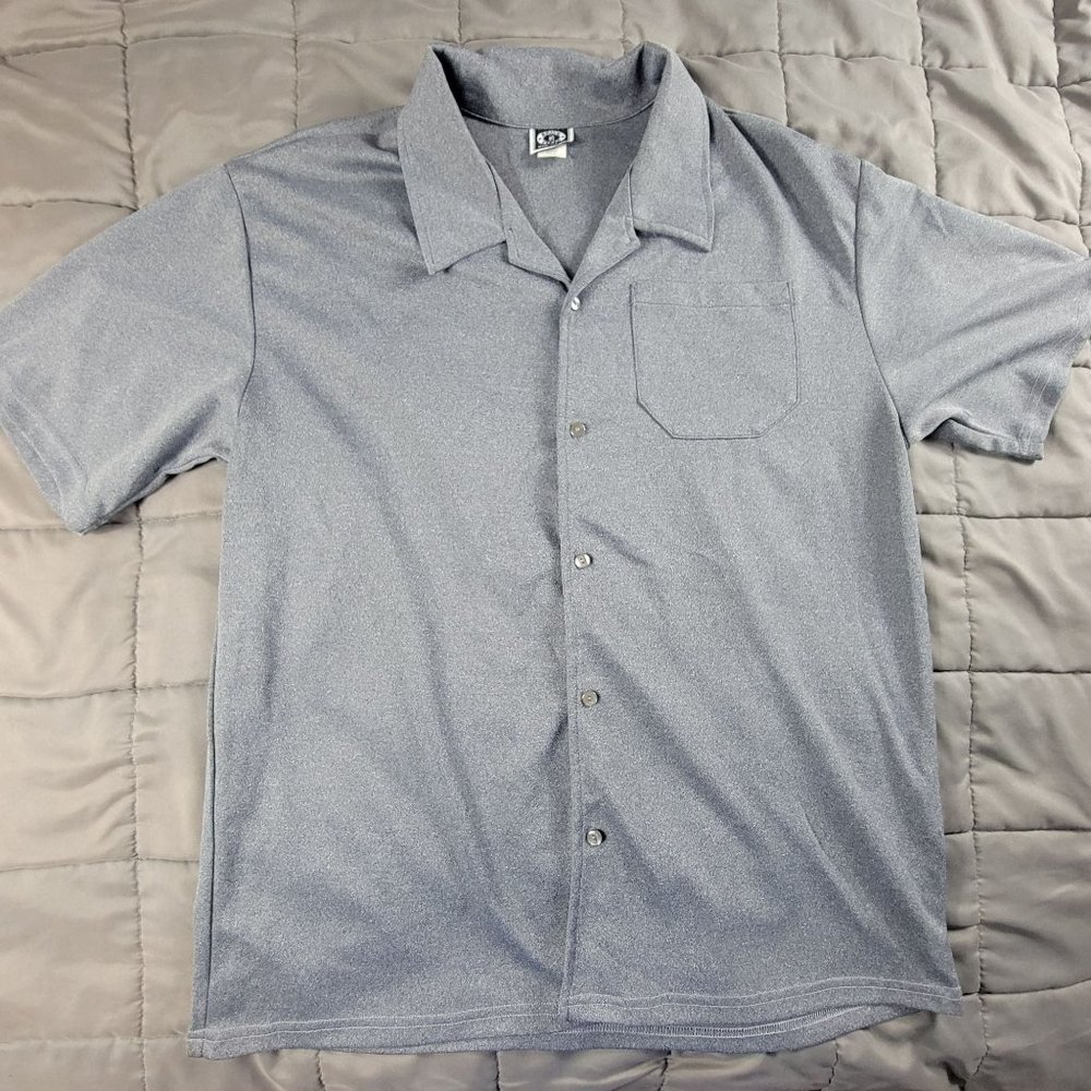 Brave Steed Mens 3XL Gray Button Up Short Sleeve Shirt Horses Riding Casual